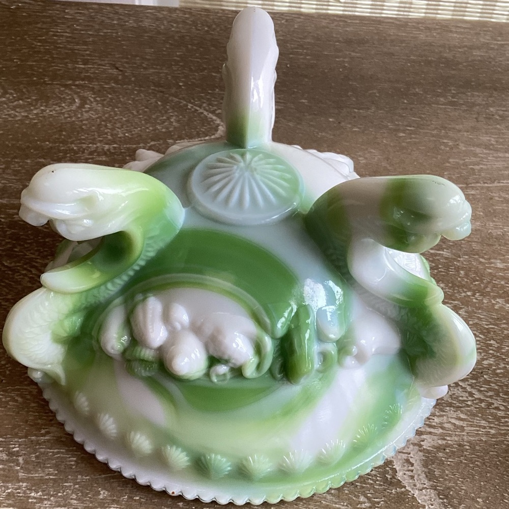 Vintage Westmoreland rare green and white Candy Dish with lid - Picture 6 of 14